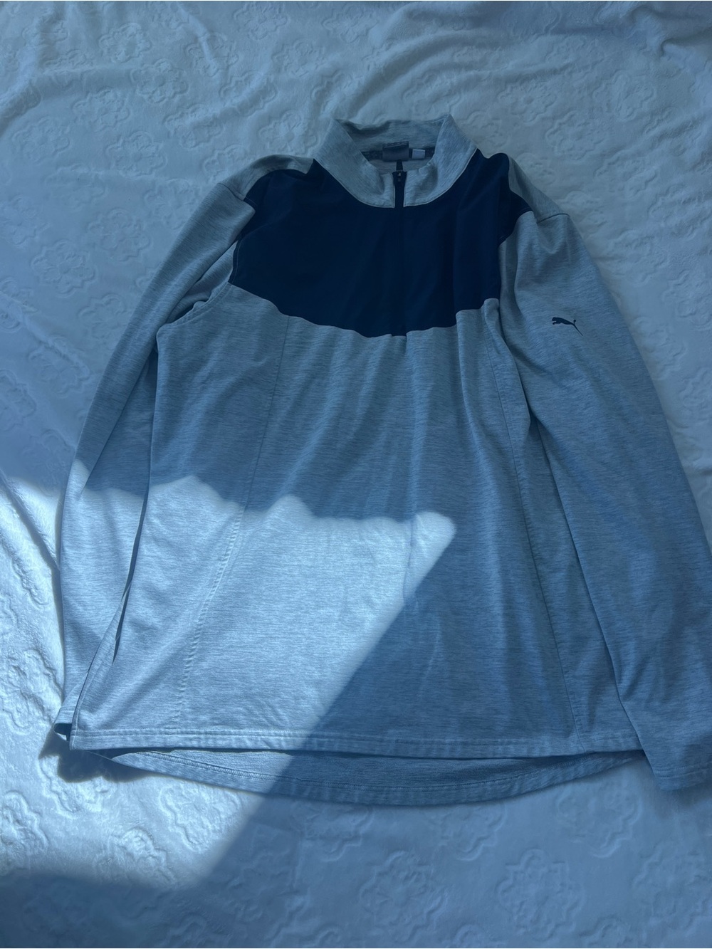 Puma Men's Gray & Navy Quarter-Zip Pullover Golf Shirt - size XL